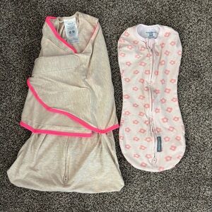 Halo SleepSack Swaddle with Neon Pink Trim & Swaddle Me Sleep sack